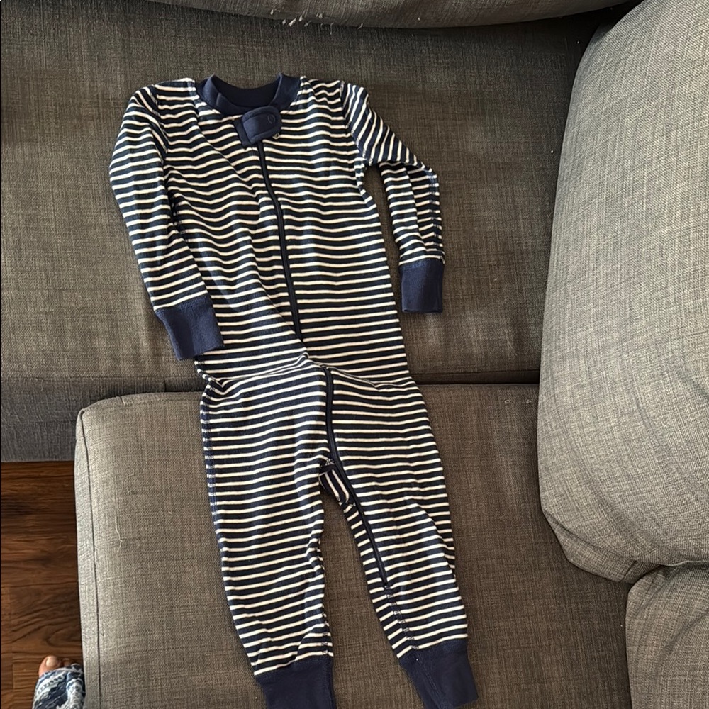 Hanna Andersson Navy and White Striped Bodysuit